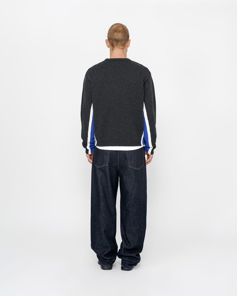 STUSSY CONTRAST STRIPE CREW Grise | STUSSY-56196