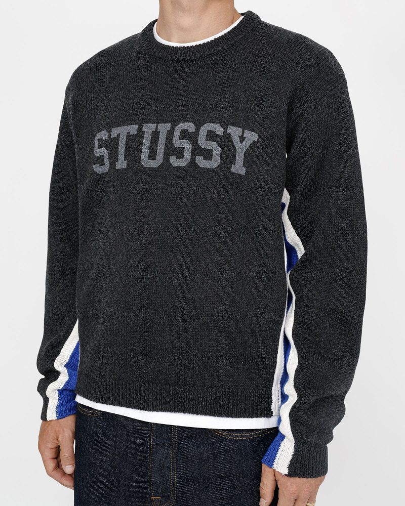 STUSSY CONTRAST STRIPE CREW Grise | STUSSY-56196