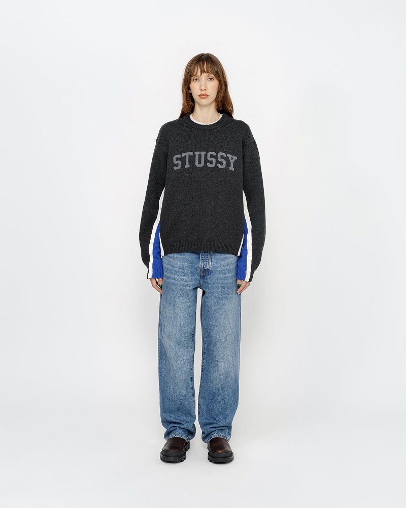STUSSY CONTRAST STRIPE CREW Grise | STUSSY-56196