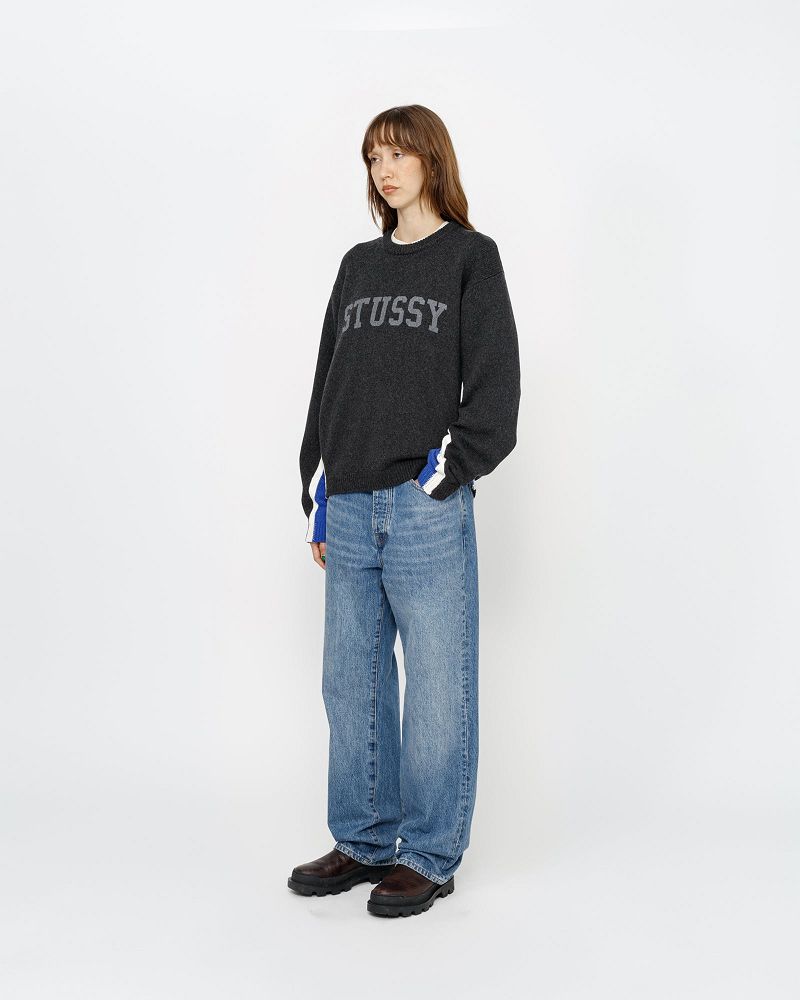 STUSSY CONTRAST STRIPE CREW Grise | STUSSY-56196
