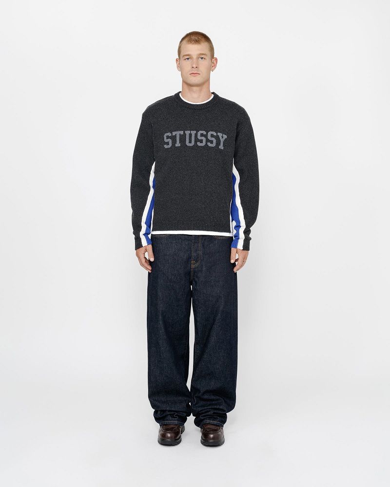 STUSSY CONTRAST STRIPE CREW Grise | STUSSY-56196