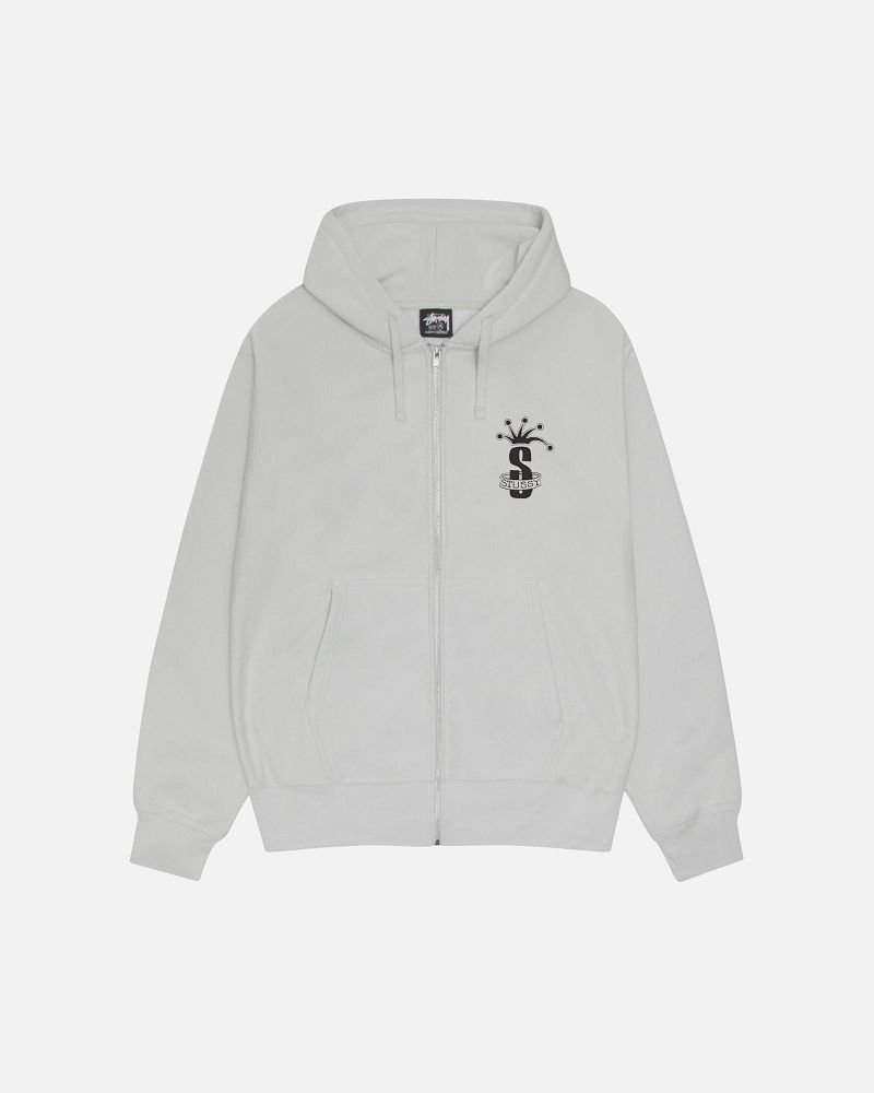 STUSSY CROWN BAND ZIP HOODIE Grise Clair | STUSSY-55828