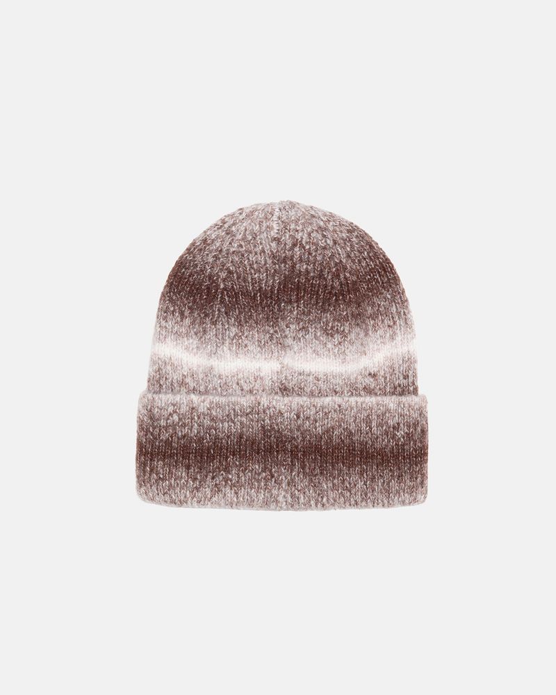 STUSSY CUFF BEANIE KNIT STRIPE Marron | STUSSY-56021