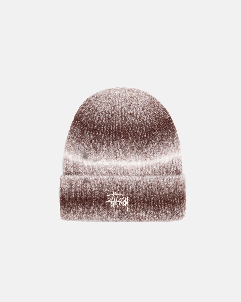 STUSSY CUFF BEANIE KNIT STRIPE Marron | STUSSY-56021