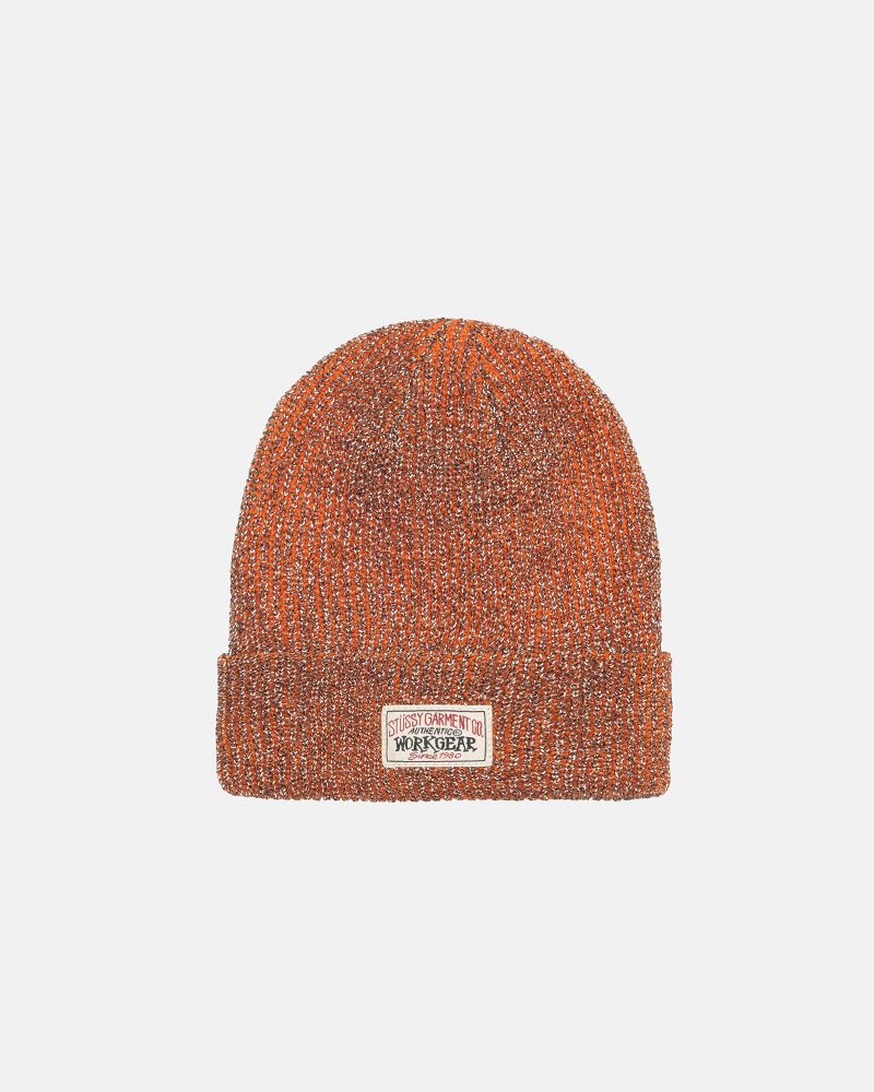 STUSSY CUFF BEANIE REFLECTIVE YARN Orange | STUSSY-56023