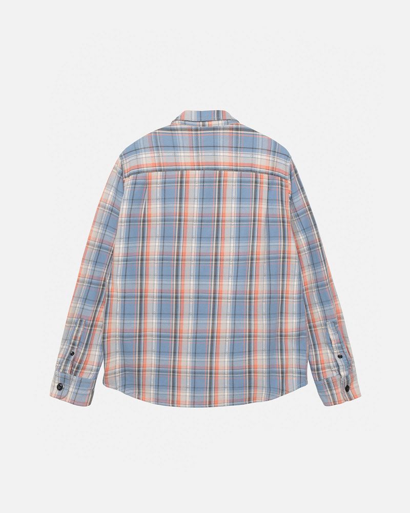 STUSSY DAN WASHED COTTON PLAID SHIRT Bleu | STUSSY-56151