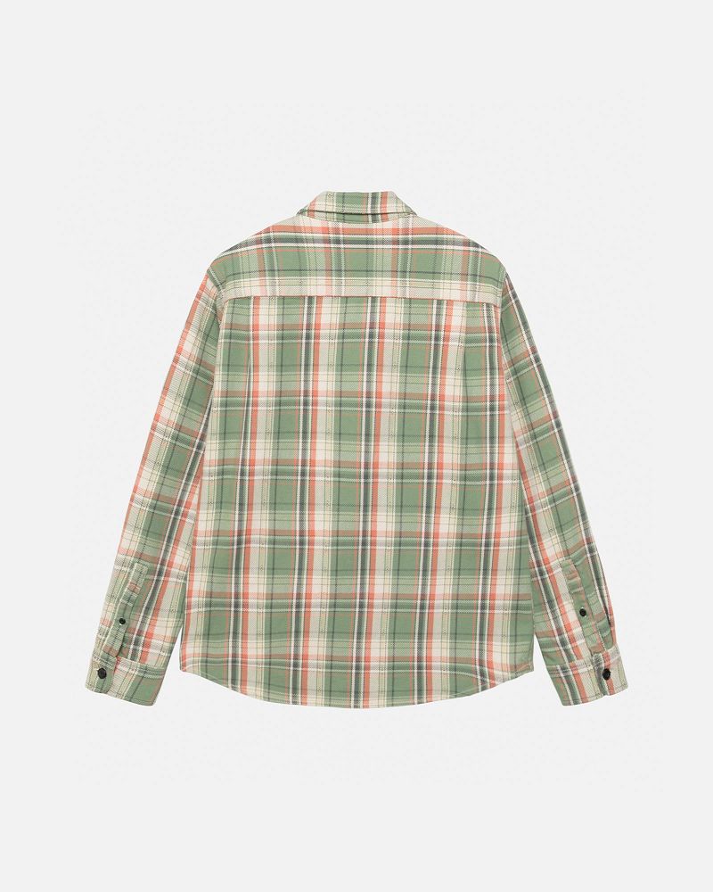 STUSSY DAN WASHED COTTON PLAID SHIRT Vert | STUSSY-56150