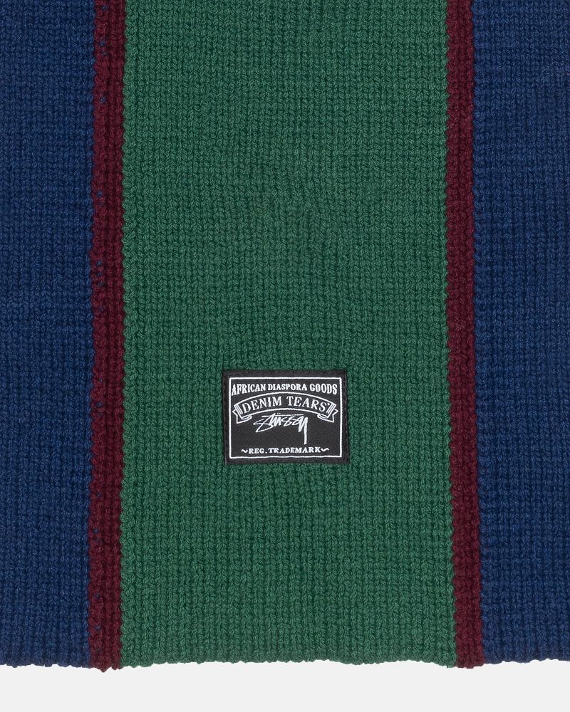 STUSSY DENIM TEARS KNITTED STRIPE SCARF Vert | STUSSY-55874