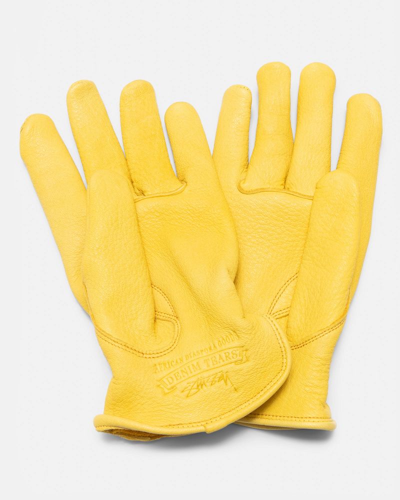 STUSSY DENIM TEARS LEATHER GLOVES Jaune | STUSSY-55856