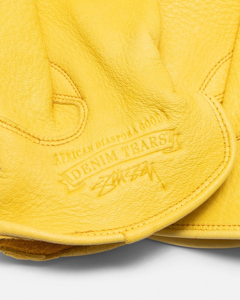 STUSSY DENIM TEARS LEATHER GLOVES Jaune | STUSSY-55856