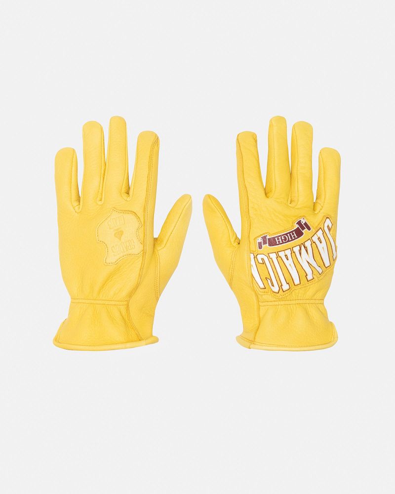 STUSSY DENIM TEARS LEATHER GLOVES Jaune | STUSSY-55856