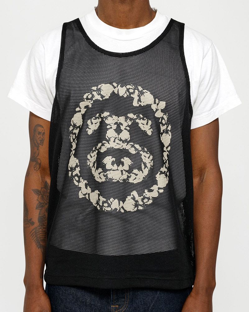 STUSSY DENIM TEARS MESH TANK Noir | STUSSY-56167