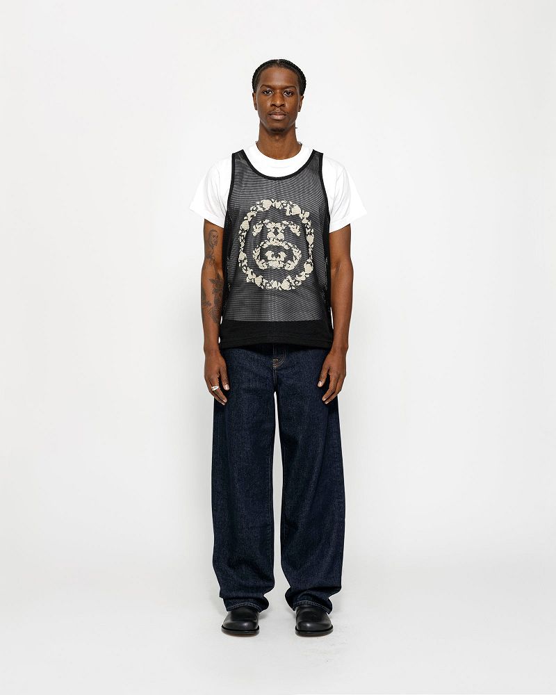 STUSSY DENIM TEARS MESH TANK Noir | STUSSY-56167