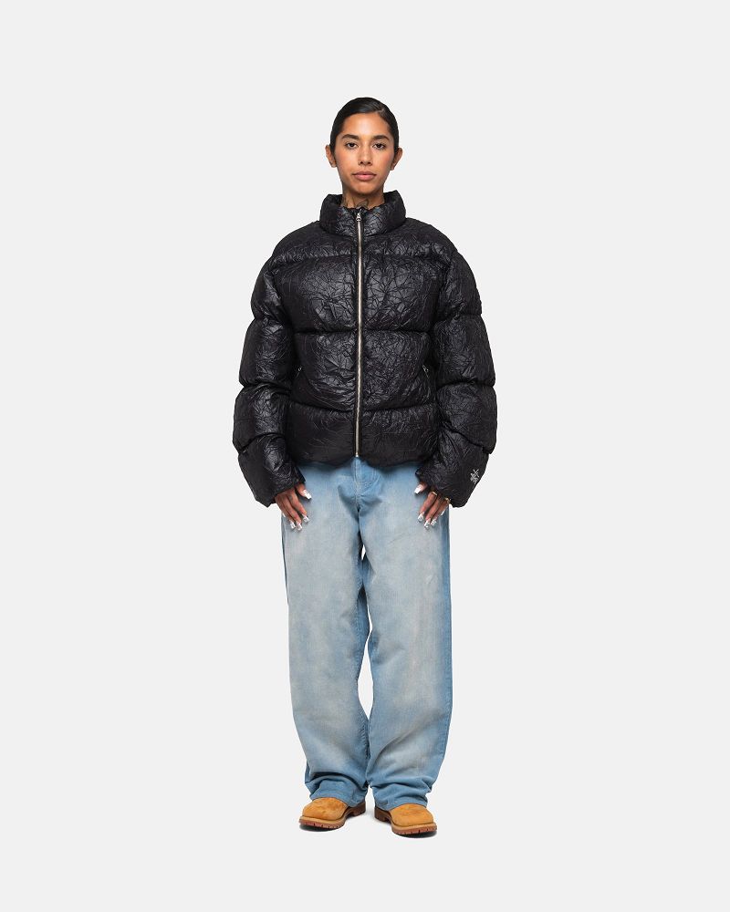 STUSSY DOWN PUFFER WRINKLED NYLON Noir | STUSSY-56363