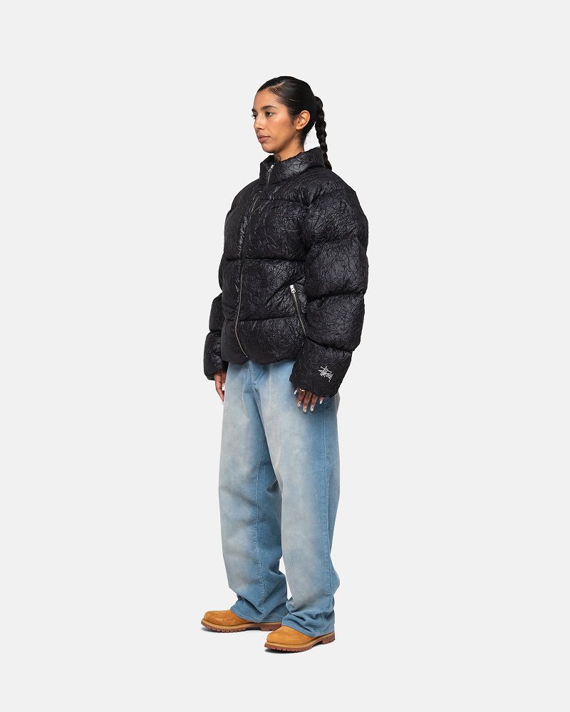 STUSSY DOWN PUFFER WRINKLED NYLON Noir | STUSSY-56363