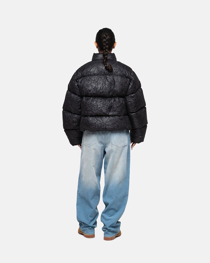 STUSSY DOWN PUFFER WRINKLED NYLON Noir | STUSSY-56363