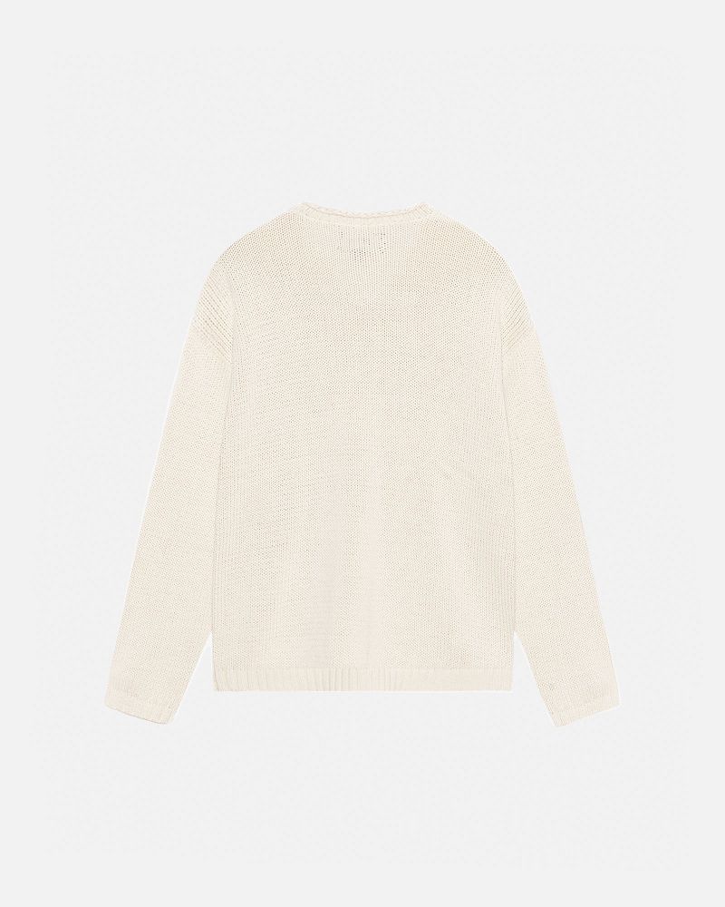 STUSSY EMBROIDERED V-NECK LOGO SWEATER Beige | STUSSY-56185