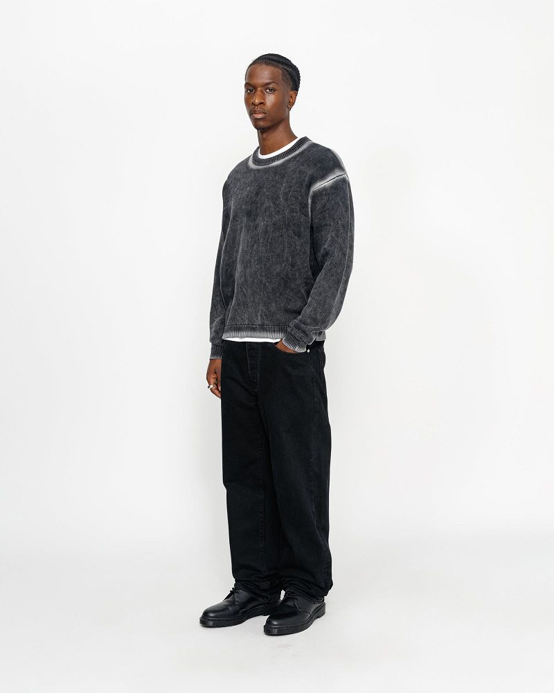 STUSSY FADED COTTON KNIT CREW Noir | STUSSY-56200