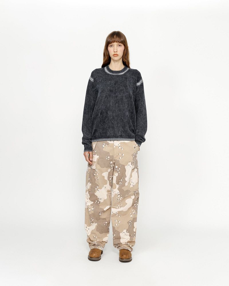 STUSSY FADED COTTON KNIT CREW Noir | STUSSY-56200