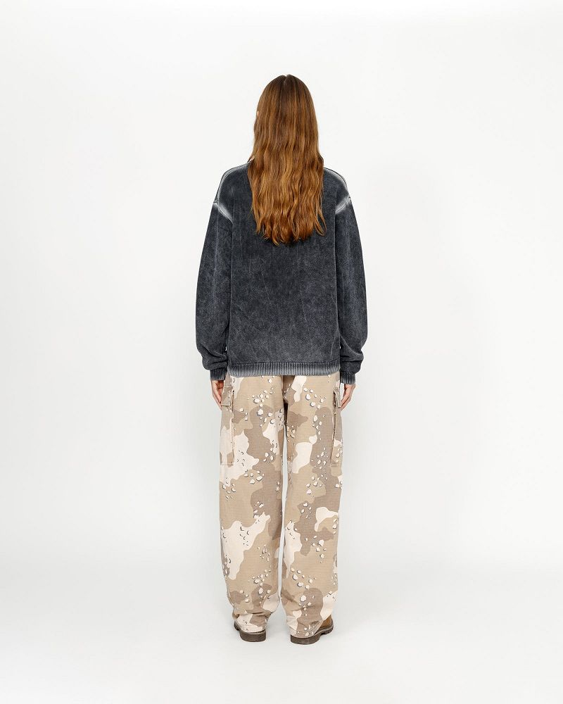 STUSSY FADED COTTON KNIT CREW Noir | STUSSY-56200