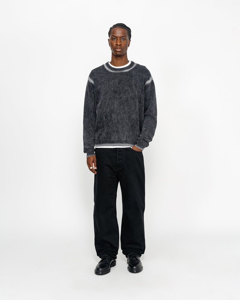 STUSSY FADED COTTON KNIT CREW Noir | STUSSY-56200