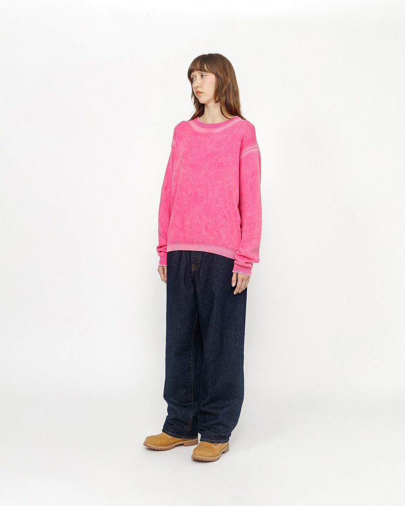 STUSSY FADED COTTON KNIT CREW Rose | STUSSY-56202