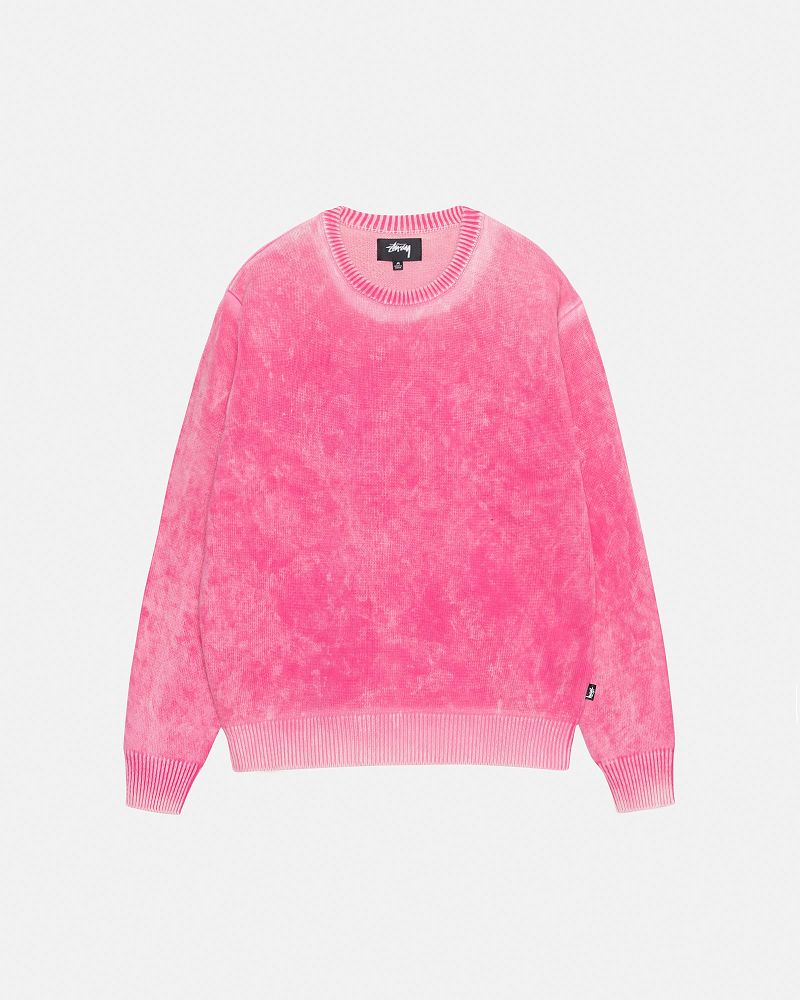 STUSSY FADED COTTON KNIT CREW Rose | STUSSY-56202