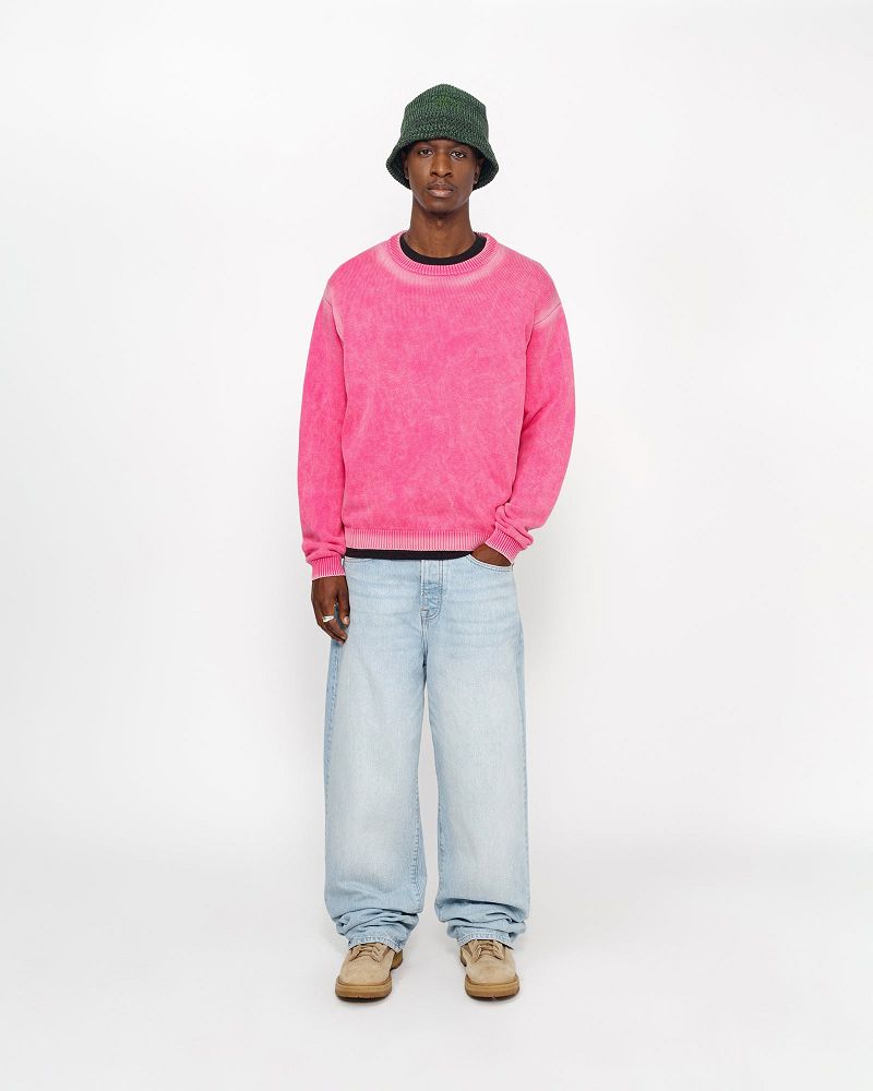 STUSSY FADED COTTON KNIT CREW Rose | STUSSY-56202