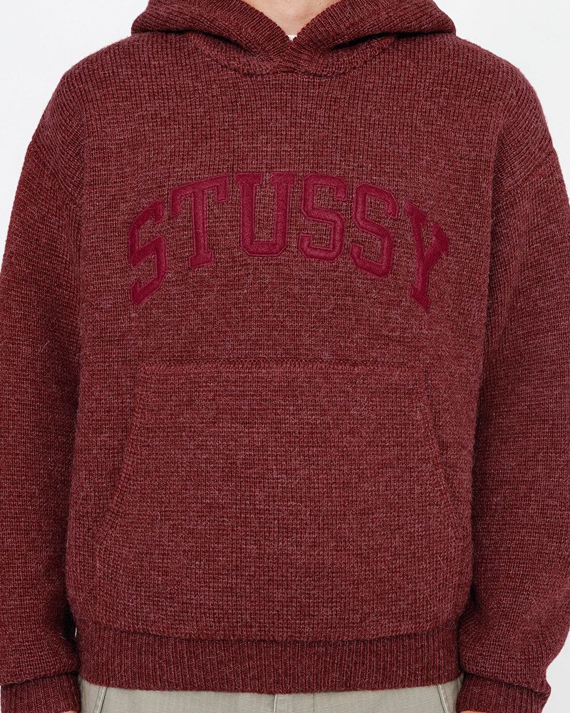 STUSSY FELT PATCH KNIT HOODIE Bordeaux | STUSSY-56192