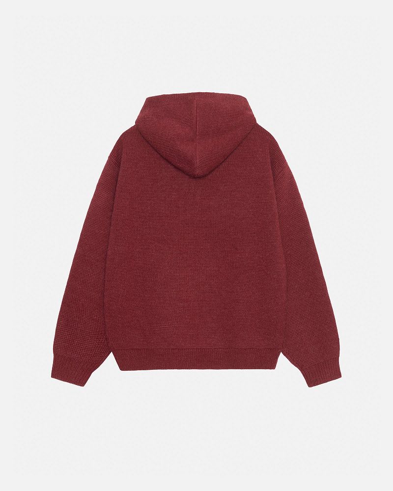 STUSSY FELT PATCH KNIT HOODIE Bordeaux | STUSSY-56192
