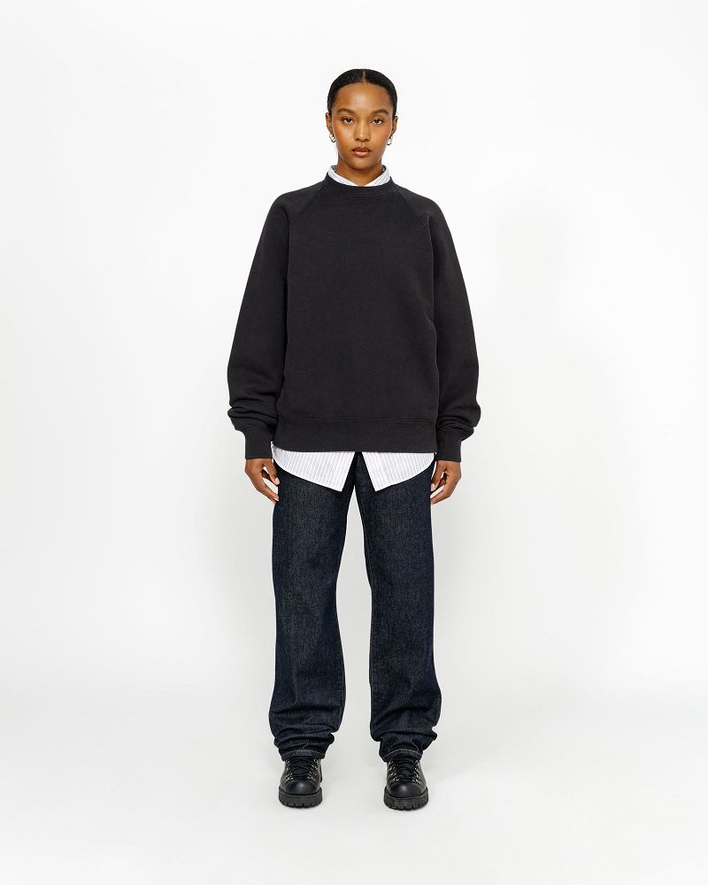 STUSSY FLEECE RAGLAN CREW Noir | STUSSY-56223