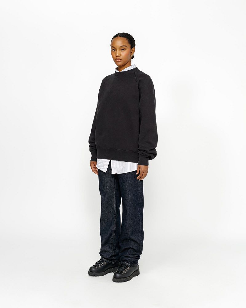 STUSSY FLEECE RAGLAN CREW Noir | STUSSY-56223