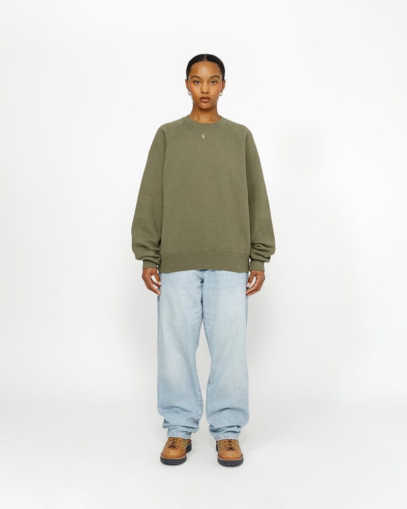 STUSSY FLEECE RAGLAN CREW Vert Olive | STUSSY-56227