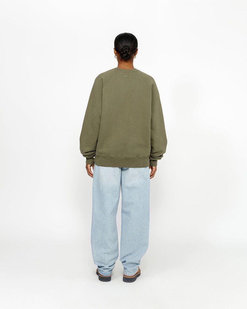 STUSSY FLEECE RAGLAN CREW Vert Olive | STUSSY-56227