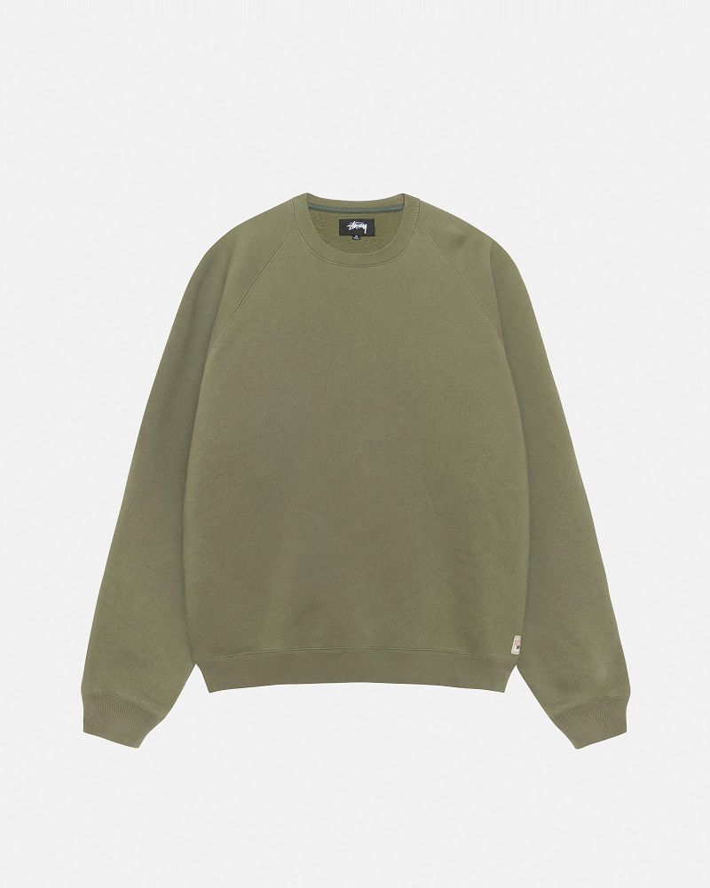 STUSSY FLEECE RAGLAN CREW Vert Olive | STUSSY-56227