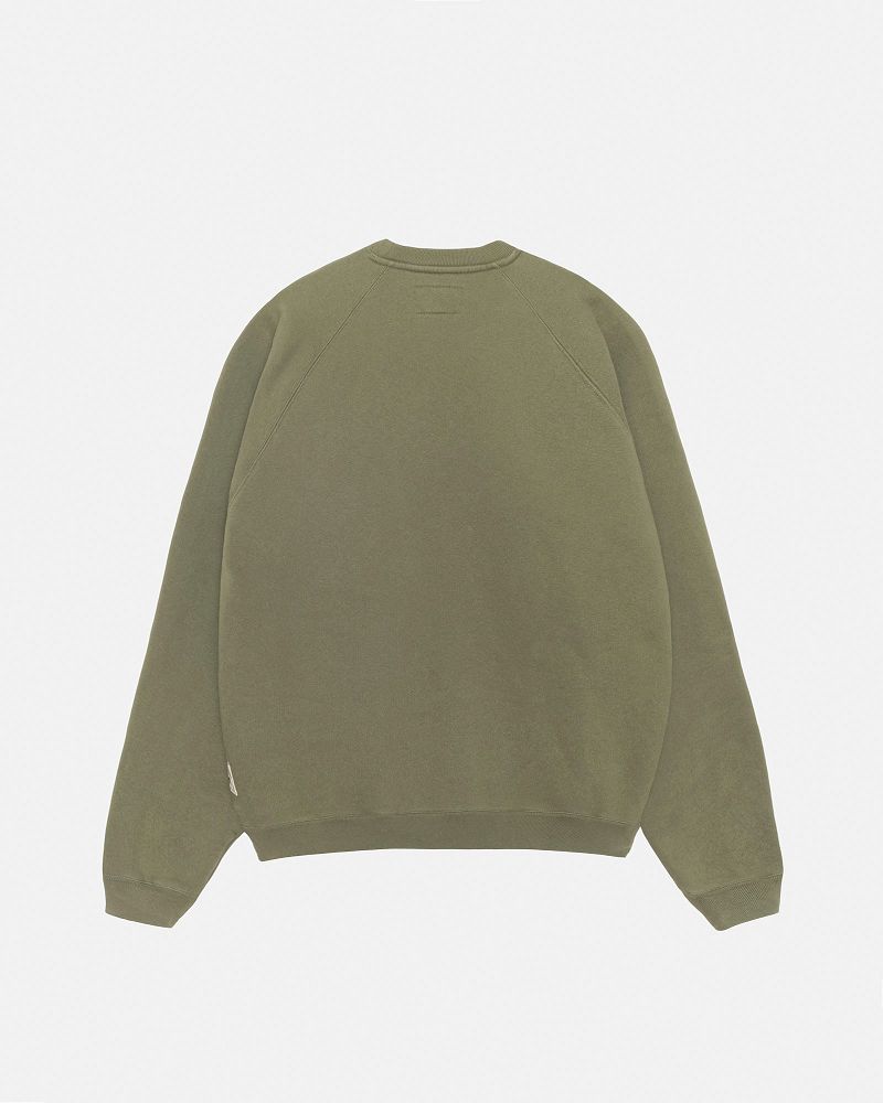 STUSSY FLEECE RAGLAN CREW Vert Olive | STUSSY-56227