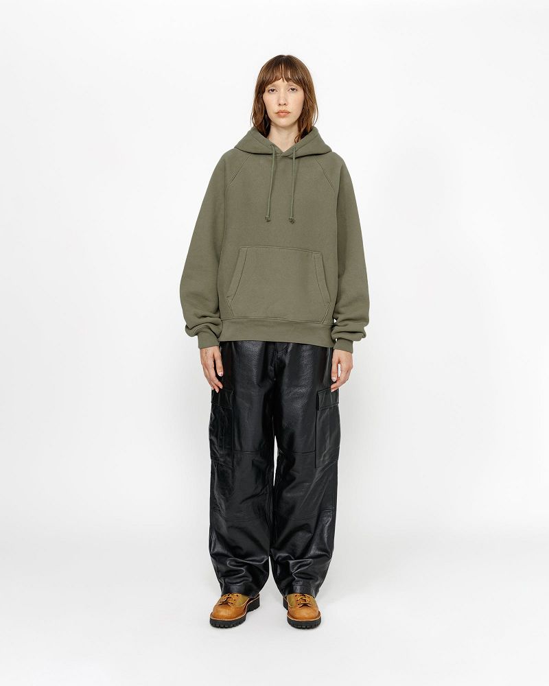 STUSSY FLEECE RAGLAN HOODIE Vert Olive | STUSSY-56285