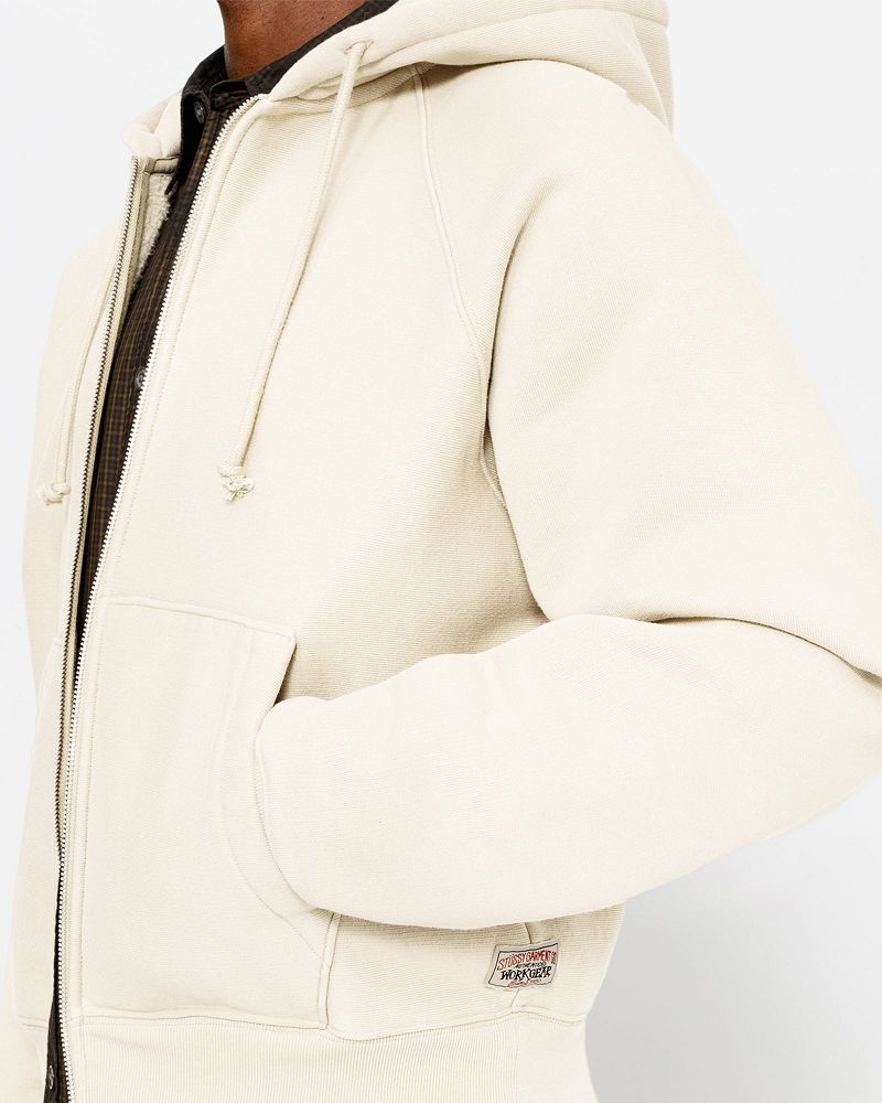 STUSSY FLEECE RAGLAN ZIP HOODIE Beige | STUSSY-56289