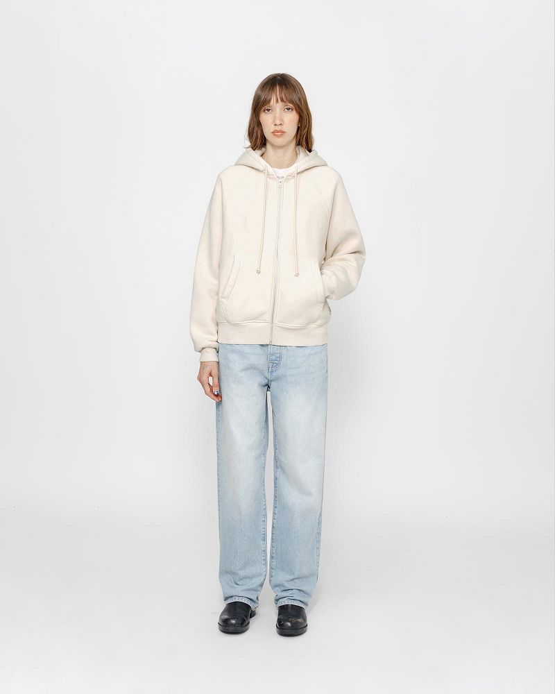 STUSSY FLEECE RAGLAN ZIP HOODIE Beige | STUSSY-56289