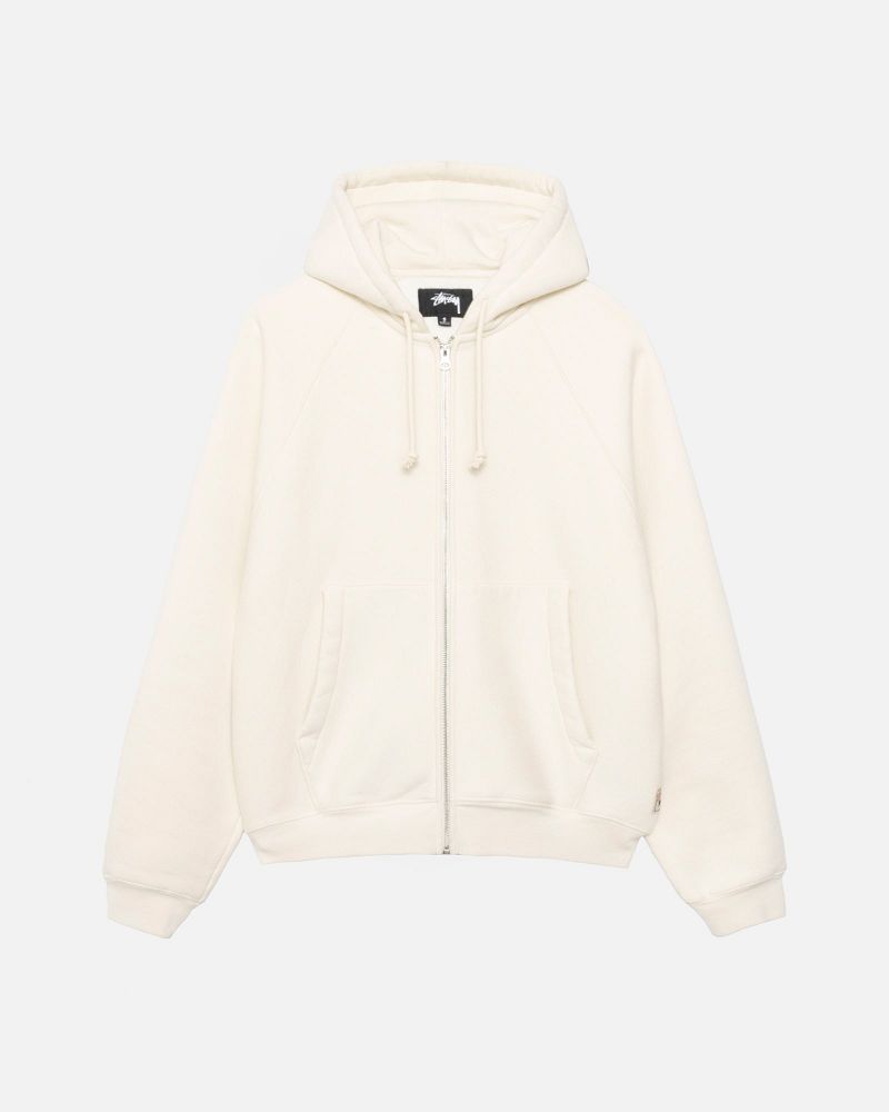 STUSSY FLEECE RAGLAN ZIP HOODIE Beige | STUSSY-56289