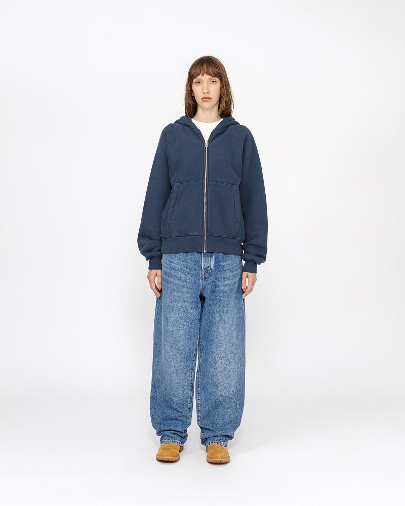 STUSSY FLEECE RAGLAN ZIP HOODIE Bleu Marine | STUSSY-56290