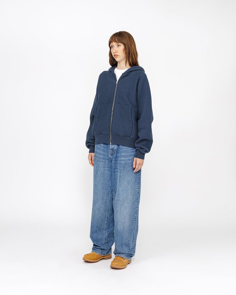 STUSSY FLEECE RAGLAN ZIP HOODIE Bleu Marine | STUSSY-56290