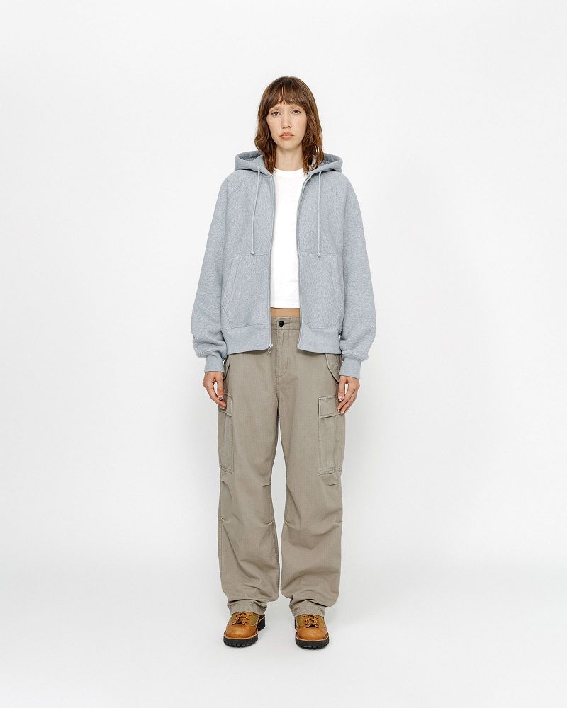 STUSSY FLEECE RAGLAN ZIP HOODIE Grise | STUSSY-56288