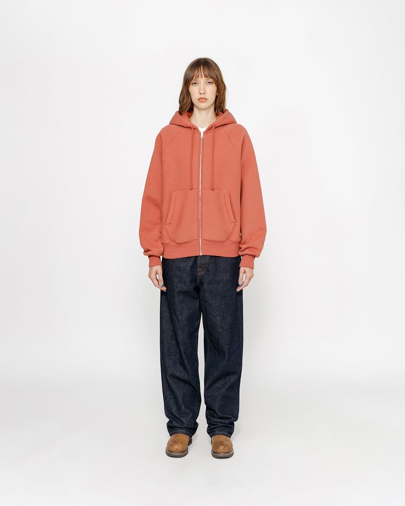 STUSSY FLEECE RAGLAN ZIP HOODIE Rouge Foncé | STUSSY-56292