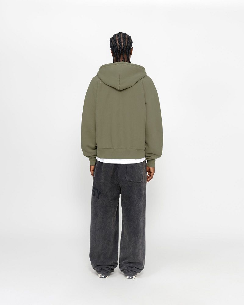 STUSSY FLEECE RAGLAN ZIP HOODIE Vert Olive | STUSSY-56291