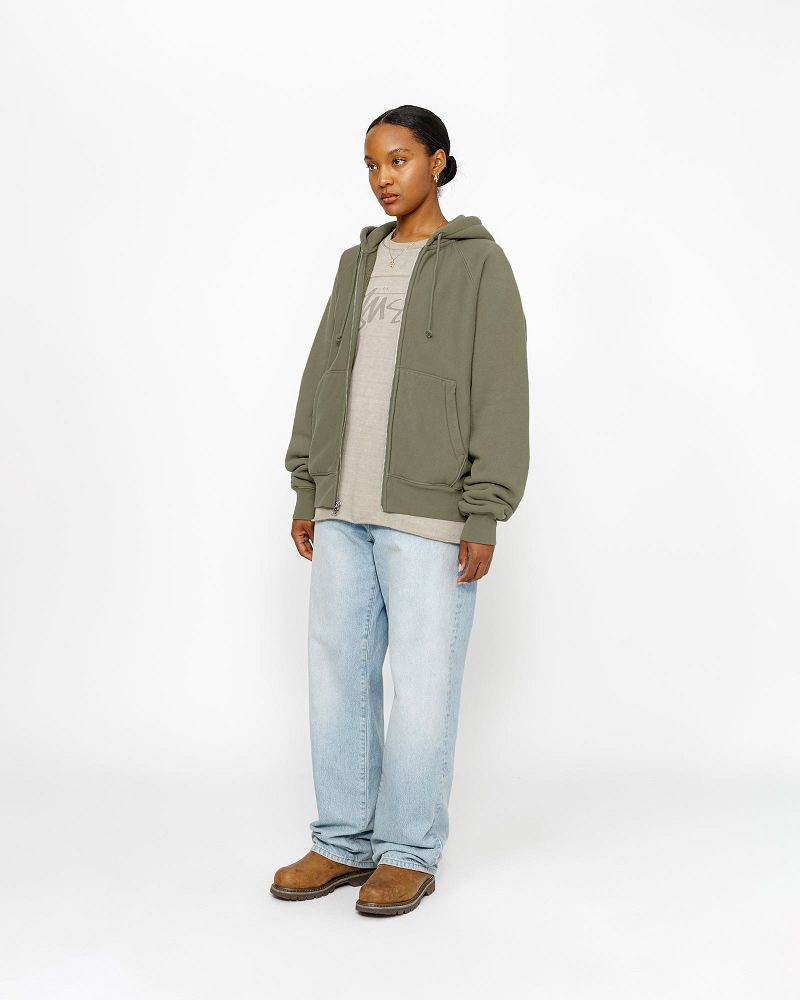 STUSSY FLEECE RAGLAN ZIP HOODIE Vert Olive | STUSSY-56291