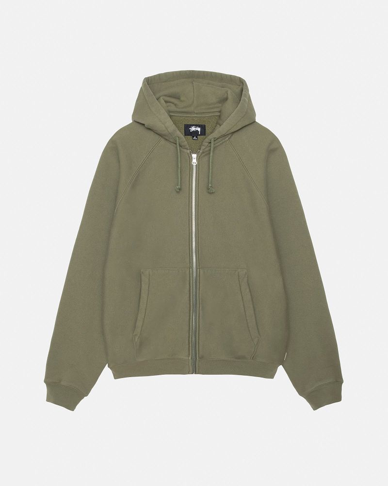 STUSSY FLEECE RAGLAN ZIP HOODIE Vert Olive | STUSSY-56291