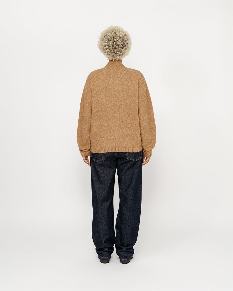 STUSSY FULL ZIP BRUSHED MERINO SWEATER Marron | STUSSY-56177