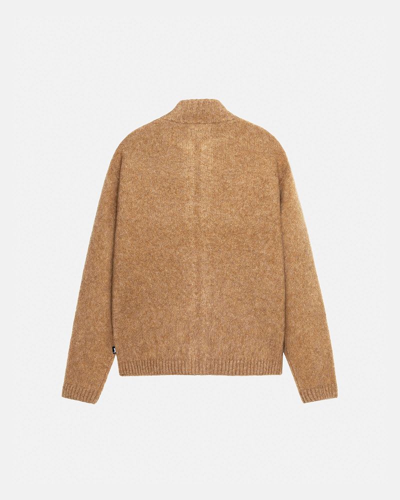 STUSSY FULL ZIP BRUSHED MERINO SWEATER Marron | STUSSY-56177