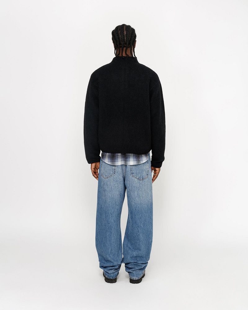 STUSSY FULL ZIP BRUSHED MERINO SWEATER Noir | STUSSY-56175